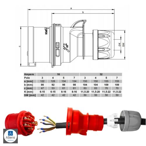 ROZDZIENICA BUDOWLANA 2x16A 2x230V KABEL 0,5M 